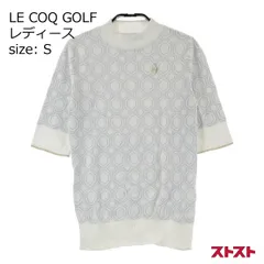 LE COQ GOLF ルコックゴルフ ハイネック 半袖 ニットセーター 総柄 ホワイト系 S [240101139372]