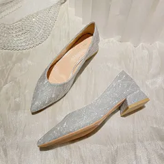 ☆ シルバー ☆ 35(22.5cm) ☆ パンプス ビジュー pmypan7222 ビジュー パンプス ローヒールパンプス ポインテッドパンプス 靴 シューズ レディース ヒール3cm かわいい ゴム底 歩きやすい レディースシューズ おしゃれ お洒落