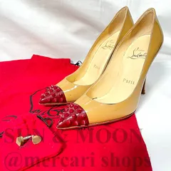 クリスチャンルブタン スタッズパンプス 【34】 21cm相当 ベージュ レッド ヒール9.5cm