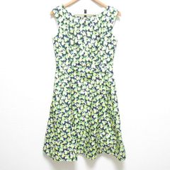 美品 22SS TOCCA トッカ 洗える SUMMER COLLECTION SHADOW LEMON フルーツ柄 膝丈 ワンピース サイズ2 イエロー×ネイビー レディース 古着 中古 USED