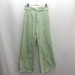◇ Θ ZARA ザラ 裾部分ダメージ加工 フレアデニムパンツ サイズ24 ライトグリーン系 レディース E  【1502200004998】