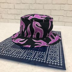 25SS CHALLENGER チャレンジャー FIRE HAT ファイヤーハット　ファイヤー　フレイム　パターン　M　紫　パープル　黒　ブラック　ストリート　バイカー　長瀬智也