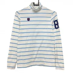 ★SALE価格★パーリーゲイツ 長袖ハイネックシャツ 白×ライトブルー ボーダー  レディース 1(M) ゴルフウェア PEARLY GATES