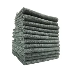 マイクロファイバー ふきん TARO FIBER 30x30cm グレー 12枚 超吸水 速乾 油汚れ 空拭き ほこり取り 小判 厚手 クロス 掃除 キッチン TARO WORKS