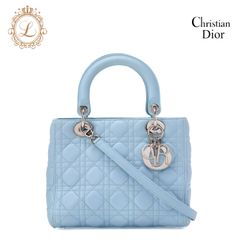 Dior ディオール レディディオール カナージュ 2WAY ハンドバッグ ラムスキン ライトブルー（シルバー金具） レディース バッグ 【中古】【送料無料】