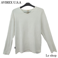 AVIREX U.S.A Large アヴィレックス 長袖 トップス リブ ホワイト 中古
