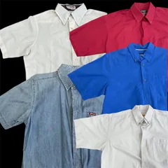 🉐半袖シャツセット🉐 5枚 半袖 シャツ まとめ売り M サイズ 柄シャツ　古着　US アメリカ　白　青　シンプル