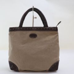 2507-10 イビサ イビザ ハンドバッグ 美品 IBIZA ナイロン×レザー製 ブラウン系 上ZIP