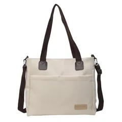 [FairyPomu] ショルダーバッグ トートバッグ 斜めがけバッグ 肩掛けバッグ 帆布 A4 キャンバスバッグ レディース メンズ (オフホワイト) [オフホワイト]