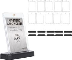新生活応援SALE　マグネットローダー【ローダー10個+スタンド10個セット】【インナースリーブ付属】カードローダー 35pt スタンド ポケカ トレカ　uvカット 台座付き ブラック ディスプレイスタンド　カードケース　保護　トレカケース 約１ｍｍ厚対応