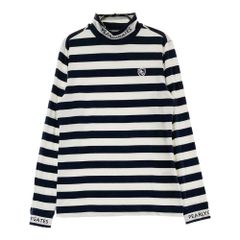 良品】パーリーゲイツ ボーダー ハイネック 長袖シャツ 1 レディース M