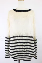 SNIDEL｜レースコンビボーダー柄ニット