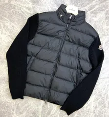 【美品】2024年製造 現行モデル 定価21万 MONCLER （モンクレール） ダウンジャケット ニット×ダウン　切り替え パーカー カーディガン メンズ アウター  ブラック Lサイズ