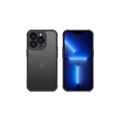 iPhone13 Pro 用 ケース カバー 半透明 耐衝撃 滑り止め 指紋防止 米軍MIL規格 黄変防止 ストラップホール付き ワイヤレス充電対応 スマホケース あいふぉん ケース アイフォン 13 Pro PinLiSheng (ブラック, iPhon 1