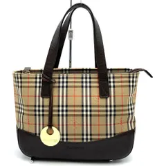 Burberrys(バーバリーズ)ミニハンドバッグ チャーム付 ブラウン ノバチェック シャドーホース キャンバス/レザー レディース ファッション USED