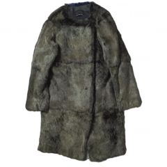INES＆MARECHAL x edit.for LuLu イネスエマーシャル エディットフォールル 別注 フランス製 ラビットファーコート 36 DARK GREY/NAVY ノーカラー アウター g10304