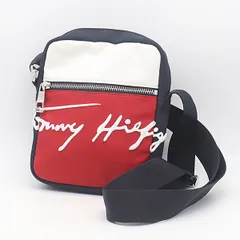 良品 トミーヒルフィガー シルバー金具 ネイビー×レッド×ホワイト ショルダーバッグ 2000000 NSK MTM