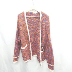 ◇ ⊇ MONO-MART モノマート バイカラー 長袖 ニットカーディガン サイズF レッド系 レディース E  【1502200008842】