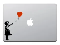 【新着商品】M847-B ブラック BANKSY BALLOON RED WITH GIRL THE バンクシー 赤い風船に手を伸ばす少女 シール ステッカー マックブック 13インチ / 11 Air/Pro MacBook カインドストア