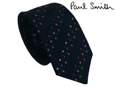 ポールスミス ネクタイ Paul Smith M1A 0TIE K41279 MEN TIE MULTI STARS ダークネイビー系地 マルチカラー マイクロ スター ストライプ柄 シルク ジャガード織り ナロー ネクタイ