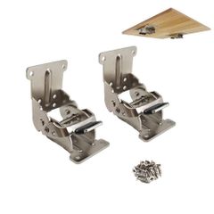 【特価商品】シルバー 折りたたみ式ブラケット2個ロッキングエクステンションブラケット-0-90-180度伸縮式ダイニングテーブル、デスクテーブル用セルフロックヒンジ、ベッド脚用折りたたみ式ヒンジ