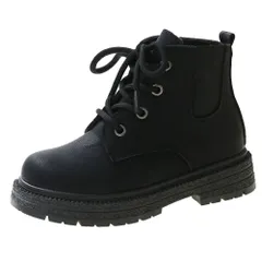 ☆ ブラック ☆ 27(16.9cm) ☆ キッズブーツ pmyboot560 ショートブーツ 女の子 紐 スノーブーツ ブーツ 子供ブーツ 紐靴 ショート ラウンドトゥ ひも あたたかい 暖かい 冬 子供 子ども こども キッズ カジュアル シューズ 靴