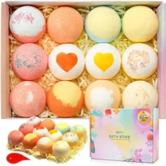 新品 MIYI バスボム 誕生日 プレゼント 【手書きギフトカード付き】12個ギフトセット 母の日 ギフト 香り爆弾 炭酸 入浴剤 薬機法認証品 バスボール お風呂用 ギフトBOX付 子供 女性 敬老の日 ホワイトデー お返し ギフト バレンタインデー クリス