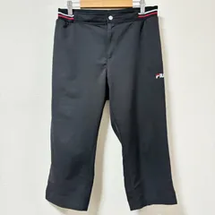 ゴルフにもおすすめ◎【FILA】フィラ クロップドパンツ ブラック 黒 ストレッチパンツ ポケット ロゴ 刺しゅう 薄手 スポーツ ジム ウェア トレーニング ランニング フィットネス レディース サイズM /M10358SS