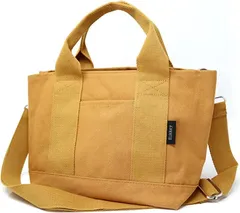 Rikkey ミニトート ミニトートバッグ キャンバス仕切り 大容量 2way ショルダー( キャメル)