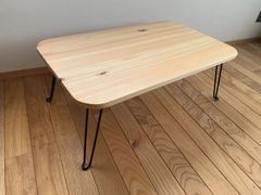 桧 ヒノキ 大きめ折り畳みテーブル 80.5cm ローテーブル ちゃぶ台 [T061]