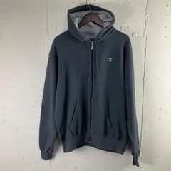 ビッグサイズ Champion チャンピオン ワンポイントロゴ刺繍 フルジップ スウェットパーカー フーディ 古着 グレー 裏起毛 2XL 大きいサイズ【f231122013】