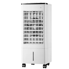 【新品 未使用】冷風扇 冷風機 保冷剤 強力 節電対策 省エネ 風量3段階 自動スイング 着脱式水タンク リモコン付 らくらく移動 キャスター付き 首振り タイマー マイナスイオン コンパクト カラー : ホワイト