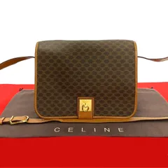 極 美品 希少品 CELINE セリーヌ ヴィンテージ マカダム ブラゾン 柄 ロゴ リング 金具 レザー ミニ ショルダーバッグ ブラウン 191-6