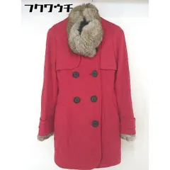 ■ ◎ SPIRALGIRL スパイラルガール ウエストベルト ラビットファー付き 長袖 コート サイズ2 レッド系 レディース  【中古】 【1201070003758】
