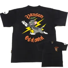 トム & ジェリー バンソン TJV-2512 半袖Tシャツ VANSON カスタムデザイン Out of Control 刺繍Tシャ ブラックのサムネイル