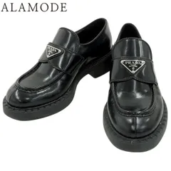 【未使用品級✨】プラダ ローファー ロゴプレート 37 チョコレート 厚底 未使用品級✨】プラダ ローファー ロゴプレート 37 チョコレート