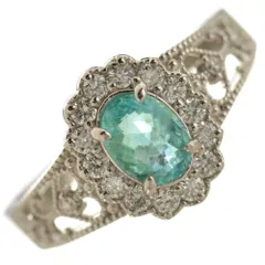 指輪 レディース パライバトルマリン リング プラチナ ダイヤモンド Pt900 ミル打ち 刻印入り 鑑別書付き 日本製【アクセサリーマート/メルカリShops店】