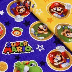 約110×17cm　マリオ スーパーマリオ ワッペン柄 オックス生地　G9905-1B ネイビー　生地 布地 布 ハンドメイド