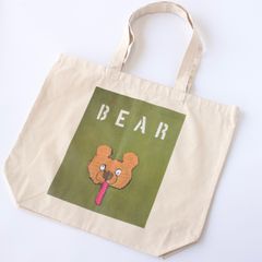 【🧸絵画作家デザイン】 オリジナル BEAR ビッグトートバッグ キャンバス 厚手 12oz
