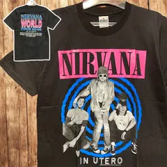 ⭐︎ ニルバーナ NIRVANA カートコバーン 黒 Tシャツ tee ティーシャツ バンド ロック ツアー ライブ デザイン 両面 プリント 派手 奇抜 古着 ビンテージ vintage メタル ヒップホップ ラッパー アーティスト   1980 p20/