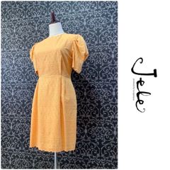 JeLe公式OUTLET【55％OFF】ラブリー🍊オレンジワンピース　　花レース　ミニタイト　半袖　ガーリー　新品