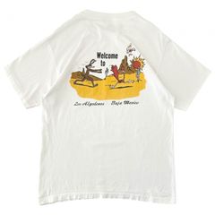 L 90s USA製 ヴィンテージ  ルーニー・テューンズ ワイリー・コヨーテ ロード・ランナー パロディ スーベニア キャラクター Tシャツ シングルステッチ ホワイト