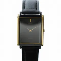 セイコー SEIKO ドルチェ dolce タングステン 腕時計 ウォッチ クォーツ スクエア ロゴ グレー文字盤 レザーベルト ゴールド色 黒 ブラック 1220-5260 ■GY18 /MQ