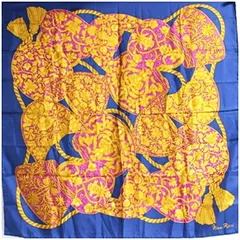 ニナリッチ シルク スカーフ ネイビー パープル 中古 Aランク Nina