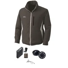 KU90520 空調服 R フード付き ポリエステル製長袖ブルゾン FAN2200B・RD9261・LIPRO2セット チャコール 5L