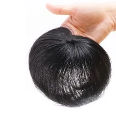 cm) (ブラック、20 ストレート つむじカバー ポイントウィッグ トップピース 付け毛 ウィッグ ウィッグ 部分 つむじウィッグ 男性 女性 かつら 人毛 頭頂部 ヘアピース YOVOY