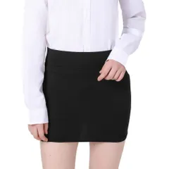 タイトスカート ミニ ストレッチ 無地 レディース ウエストゴム 美脚  ひざ上 XLサイズ ブラック