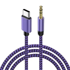 【在庫処分】などに対応 iPhone15シリーズ/ヘッドホン/PC/スマホ/ホームステレオ/カーステレオ/スピーカー 1M オーディオケーブル 3.5mm 3.5mm to to C C USB USB ナイロン編み HiFi音質 DACチップ搭載 auxケー