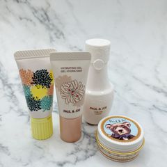 ［美品］PAUL & JOE ポール&ジョー オイル トリートメントオイル 25ml ハイドレーティングジェル 日中用美容液 6ml リップ トリートメント バーム リミテッド 006 リップ グロス リミテッド 007 4点 まとめ売り 01-0096
