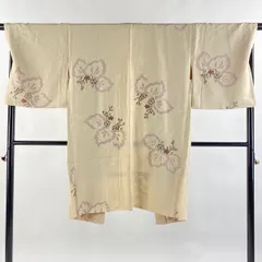 羽織 身丈106.5cm 裄丈70cm L 桐 ベージュ 正絹 美品 逸品 【中古】